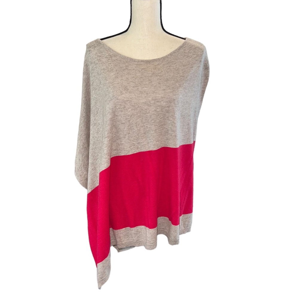 INC Grey & Hot Pink Poncho Sweater